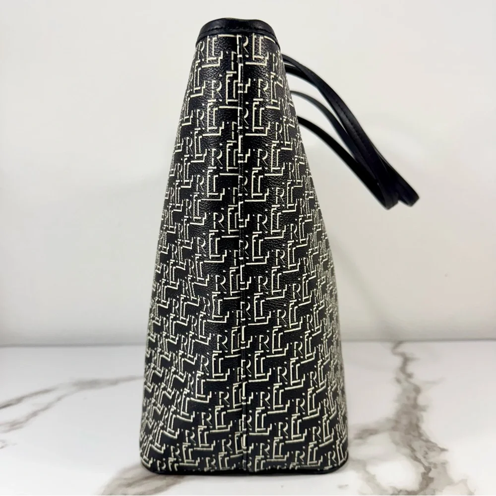 Ralph Lauren Collins Coated Canvas Monogram Large Handbag Purse Shoulder Bag - Picture 8 of 14